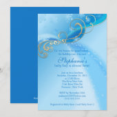 Blauwe Baby shower Uitnodiging Wintersneeuwvlokken (Voorkant / Achterkant)