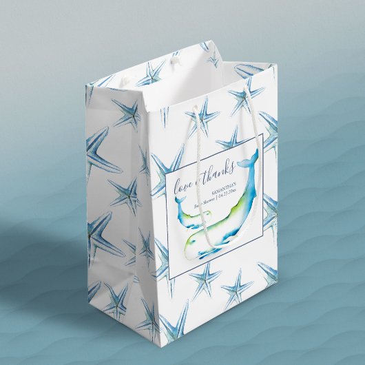 Blauwe Baby shower van walvissen en van tonijn Medium Cadeauzakje