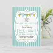 Blauwe  baby shower voor typografie kaart (Staand voorkant)