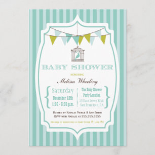 Blauwe  baby shower voor typografie kaart