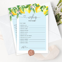 Blauwe baby shower wenst baby kaart