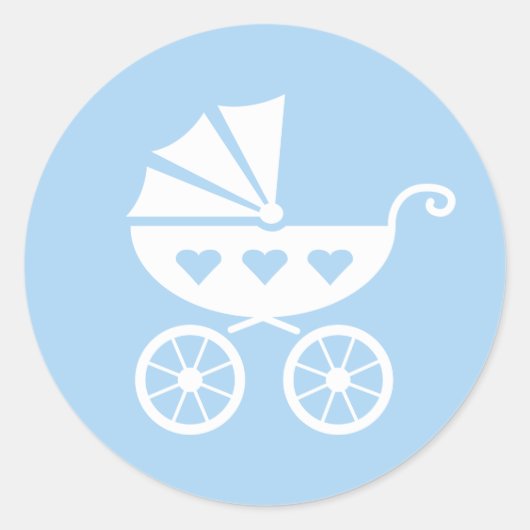 Blauwe baby showers stickers met schattige strompj (Voorkant)
