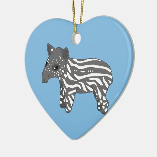 blauwe baby tapir keramisch ornament (Links)