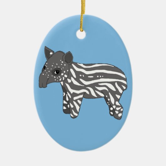blauwe baby tapir keramisch ornament (Voorkant)