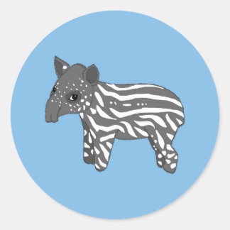 blauwe baby tapir ronde sticker