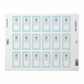 Blauwe Baby Uil op Boek Gift Bookplate Label (Full Sheet)