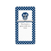 Blauwe Baby Uil op Boek Gift Bookplate Label (Voorkant)