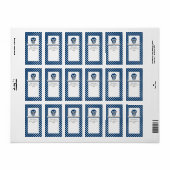 Blauwe Baby Uil op Boek Gift Bookplate Label (Full Sheet)