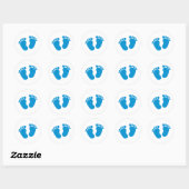 Blauwe baby-voet ronde sticker (Vel)
