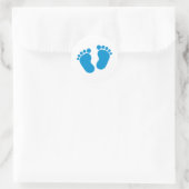 Blauwe baby-voet ronde sticker (Tas)