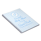 Blauwe Baby voetafdrukken Blauwe Striped Shower Gu Notitieboek (Rechterzijde)