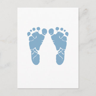 Blauwe baby voetafdrukken briefkaart