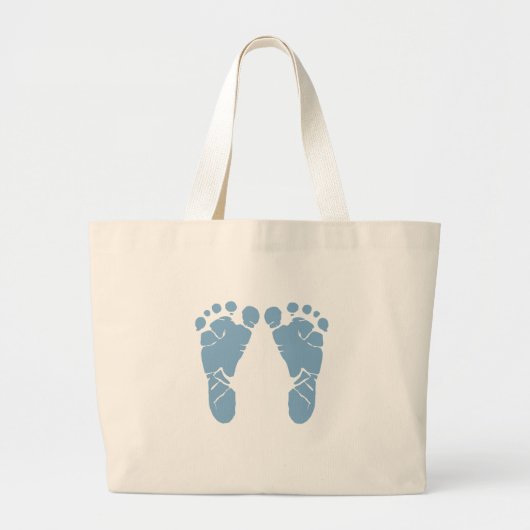 Blauwe baby voetafdrukken grote tote bag (Voorkant)