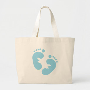 Blauwe Baby voetafdrukken Grote Tote Bag