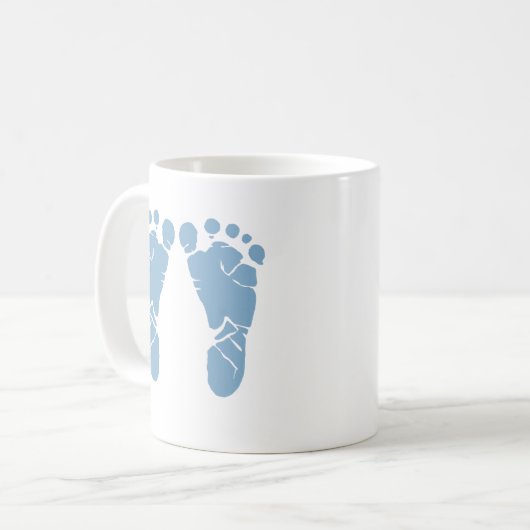 Blauwe baby voetafdrukken koffiemok (Voorkant links)