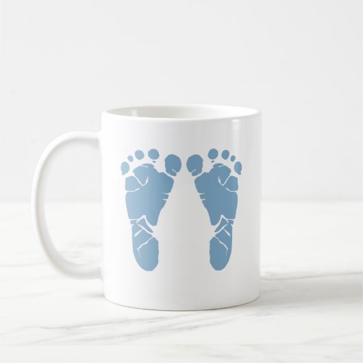 Blauwe baby voetafdrukken koffiemok (Links)