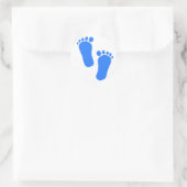 Blauwe Baby voetafdrukken Ronde Sticker (Tas)