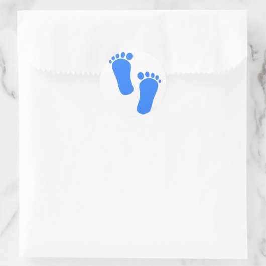 Blauwe Baby voetafdrukken Ronde Sticker (Tas)