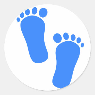 Blauwe Baby voetafdrukken Ronde Sticker