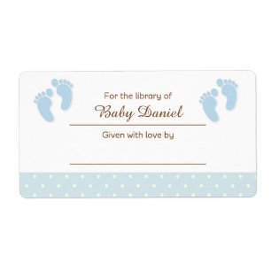 Blauwe Baby Voeten Bookplate Label Sticker