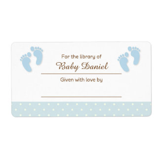 Blauwe Baby Voeten Bookplate Label Sticker