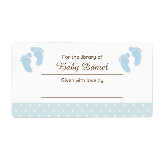 Blauwe Baby Voeten Bookplate Label Sticker (Voorkant)