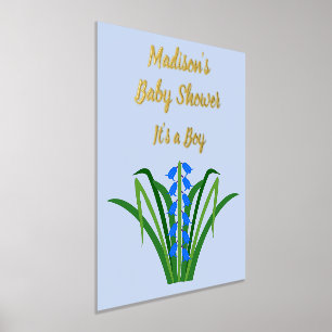 Blauwe Babyboemetjes Lente Baby Shower Folie Afdrukken