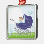 Blauwe  babyboomer metalen ornament (Links)