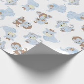 Blauwe babydieren cadeaupapier (Hoek)