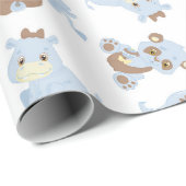 Blauwe babydieren cadeaupapier (Rol Hoek)