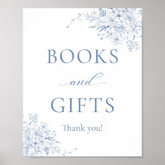 Blauwe babyfeest cadeaus en boeken poster