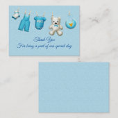 Blauwe babykleding Dank je wel Notitiekaartje (Voorkant / Achterkant)