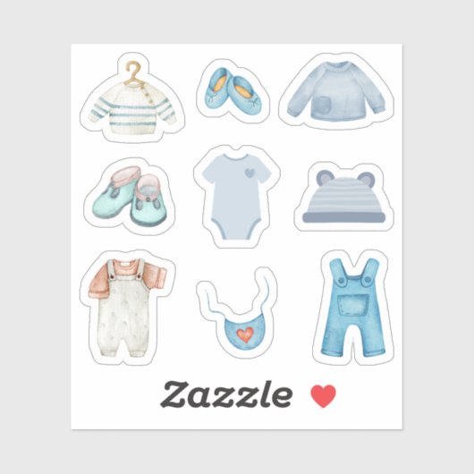 Blauwe babykleding Stickers (Vel)