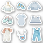 Blauwe babykleding Stickers (Voorkant)