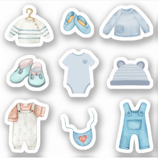 Blauwe babykleding Stickers (Voorkant)
