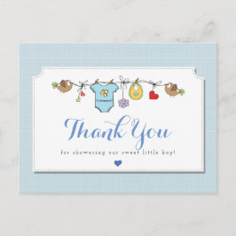 Blauwe babykleertjeslijn | Dank je wel Briefkaart