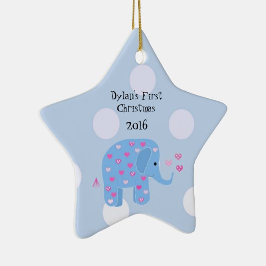 Blauwe baby's eerste kerstmis keramisch ornament (Rechts)