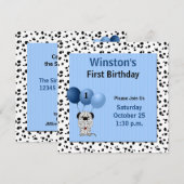 Blauwe baby's eerste verjaardag Dalmatiaans thema Kaart (Voorkant / Achterkant)