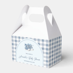 Blauwe babyschoenen Gingham jongenslaarsjes baby s Bedankdoosjes