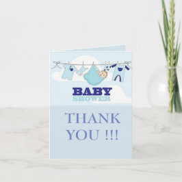 BLAUWE BABYSHOWER BEDANKJE BEDANKKAART