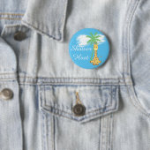 Blauwe babyshower gastheer giraffe badges ronde button 5,7 cm (In situ)