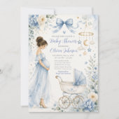 Blauwe babyshower viering kaart (Voorkant)
