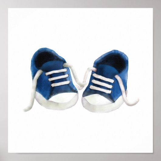 Blauwe babysneakers Schilderkunst Kunstprint Poster (Voorkant)