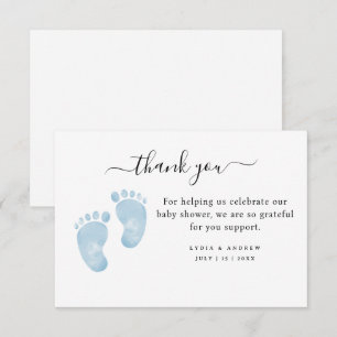 Blauwe Babyvoetjes Baby Shower Welkom Baby Jongen Bedankkaart