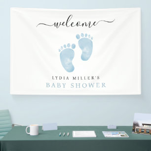 Blauwe Babyvoetjes Baby Shower Welkom Bord Baby Jo Spandoek