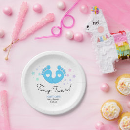Blauwe Babyvoetjes Kleine Teentjes Papieren Bordje
