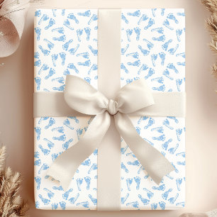 Blauwe Babyvoetjes Voetafdrukken Baby Shower Patro Cadeaupapier