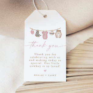 Blauwe babywaslijn Little Cowboy baby shower Cadeaulabel