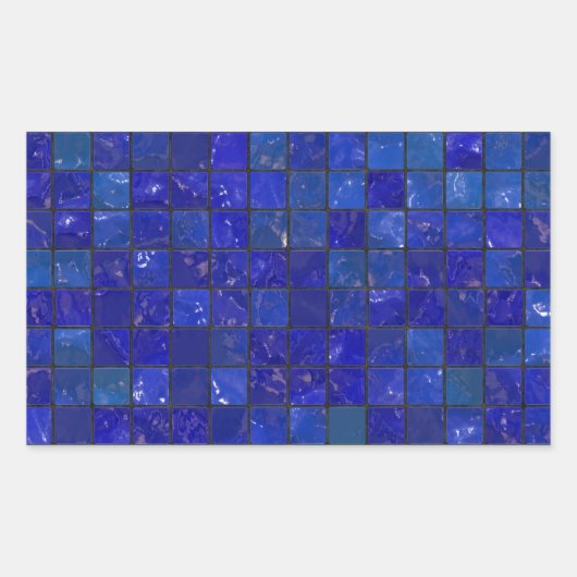 Blauwe badkamer Tegels Rechthoekige Sticker (Voorkant)