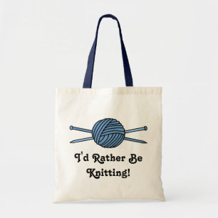 Blauwe bal van de Garens en de Knitting Naalden Tote Bag